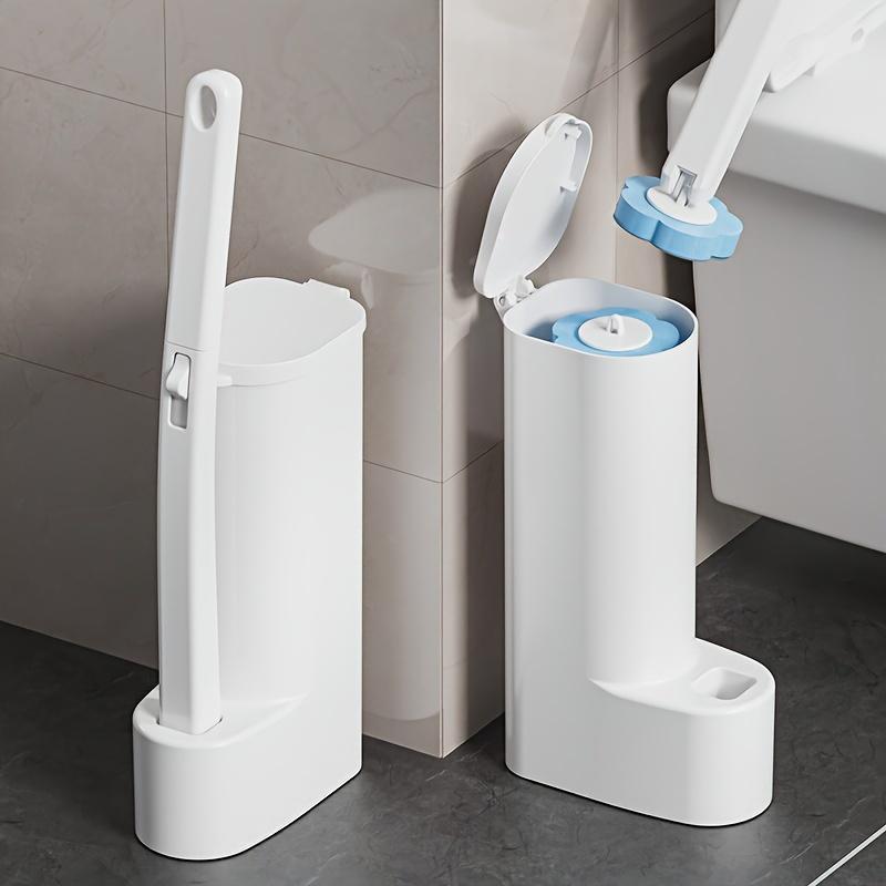 Household Toilet Cleaning Brush with Holder, 12 Disposable Replacement Heads - Floral No Dead Corners Bathroom Cleaner Supplies