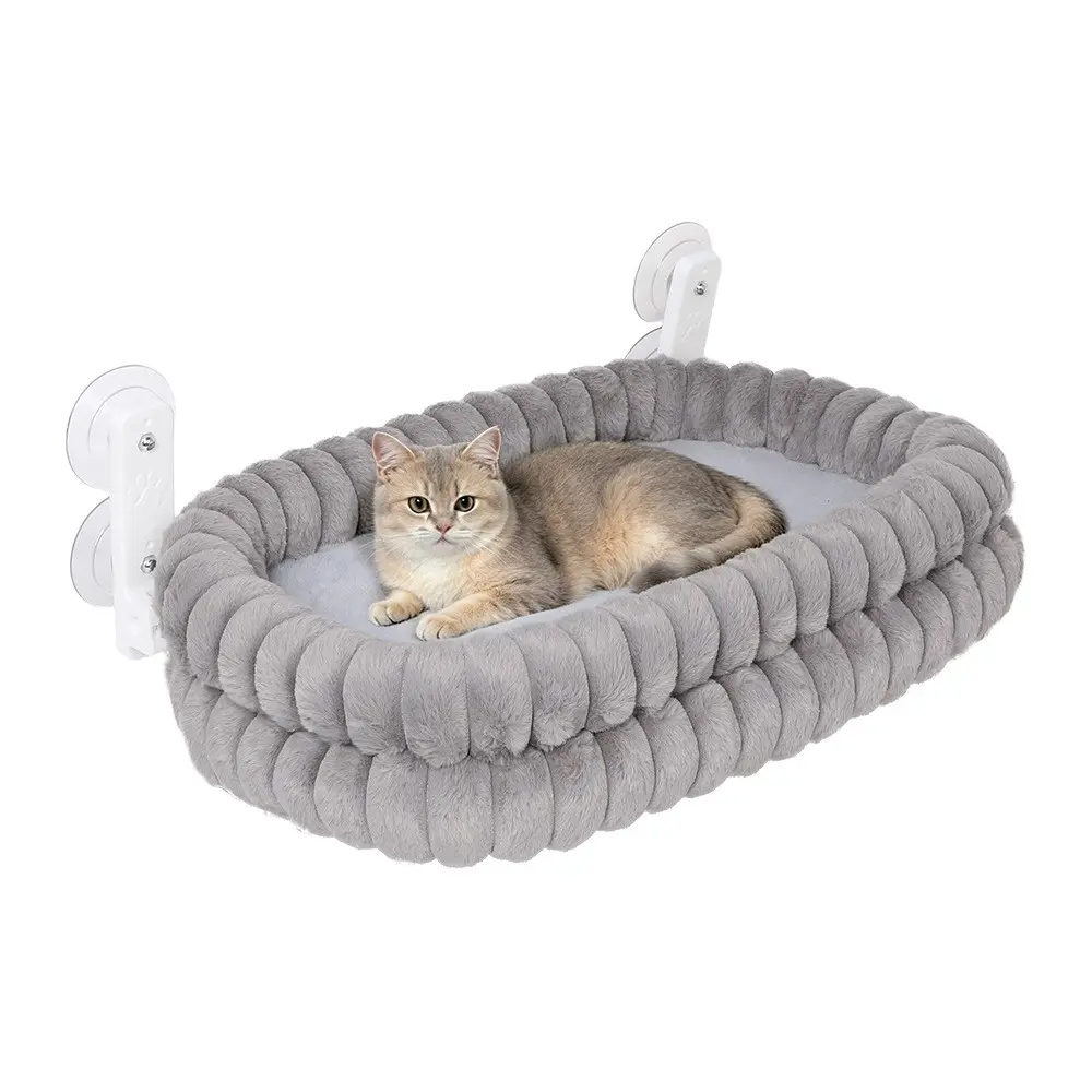 Four-Season Long Fluffy Pet Cat Hammock, Strong Suction Window Bed, Warm Cat Nest, Pet Supplies, Ideal for All Seasons