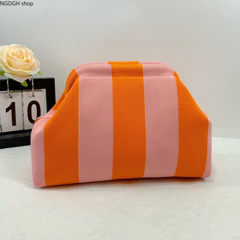 Striped Makeup Bag - Wide Striped Clutch Pouch for Women, Large Cosmetic Organizer, Trendy Y2K Everyday Travel & Party Fashion Accessory,travel essentials,camping essentials