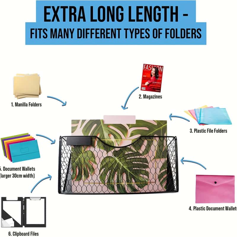 Magnetic File Holder, Pocket Magnetic File Organizer, No Drilling Magnet Paper, Mail Sorter, Magazine Basket, Fridge Cabinet, Office Classroom Wall Storage Rack, Office Desk Accessories