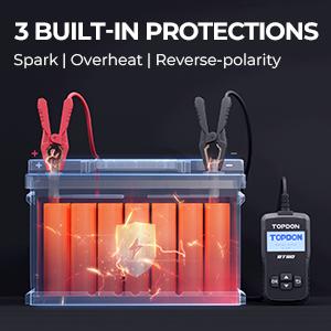 Car Battery Tester 12V, TOPDON BT50, Automotive 100-2000 CCA Battery Load Tester Cranking and Charging System Auto Test Scan Tool Digital Battery Alternator Analyzer (Upgraded Version of AB101)