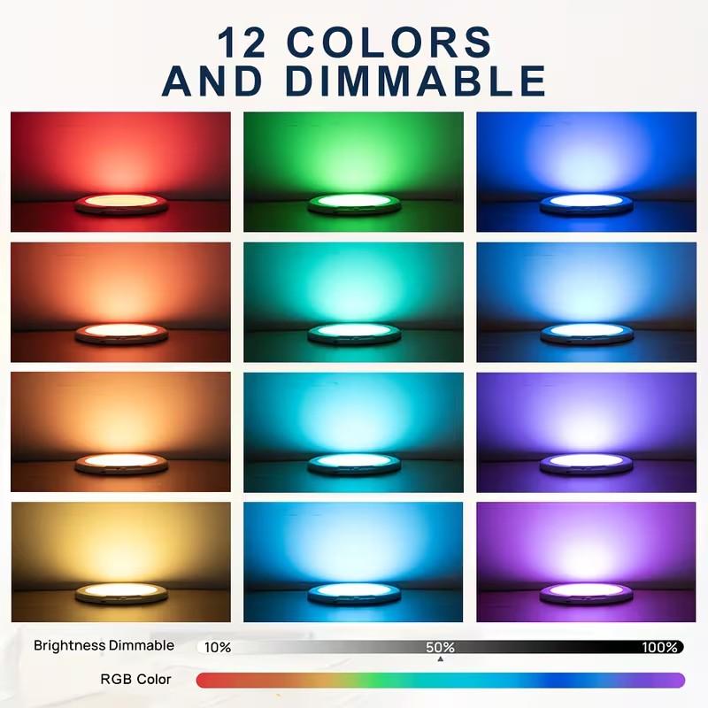 RGB Charging Ceiling Light, Magnetic Dimmable Lamp, USB-Charging Magnetic Induction Light, No Wiring or Installation Required, 4000 mAh Battery, Includes Remote For Living Rooms, Hallways, Bedrooms, Indoor Lighting