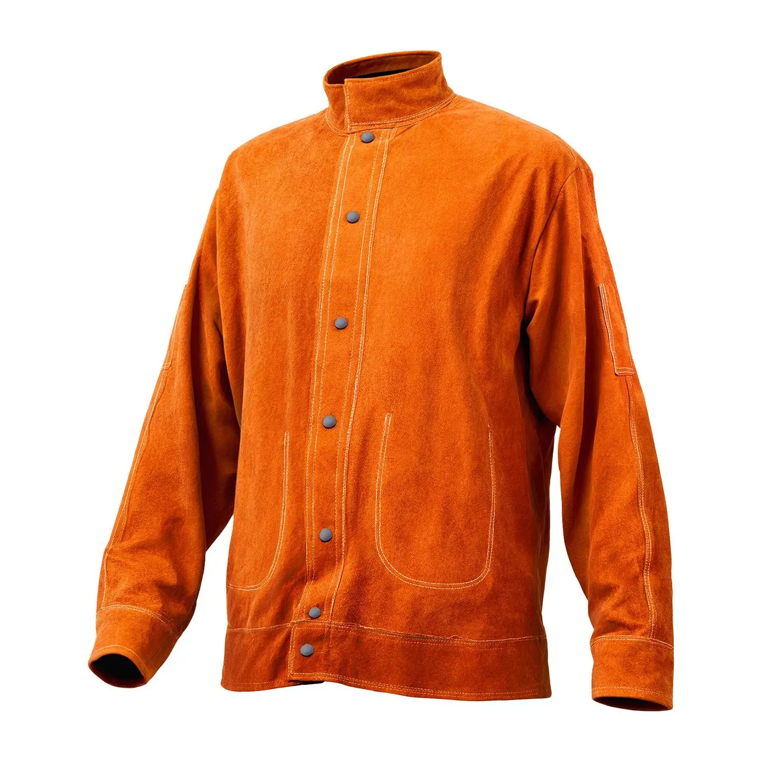 VEVOR Leather Welding Jacket, Heavy Duty Cowhide Flame Resistant Welding Coat, Waterproof Heat-Resistant Safety Jacket with 4 Pockets Adjustable Cuffs for Welders Steelworks - XXL Size