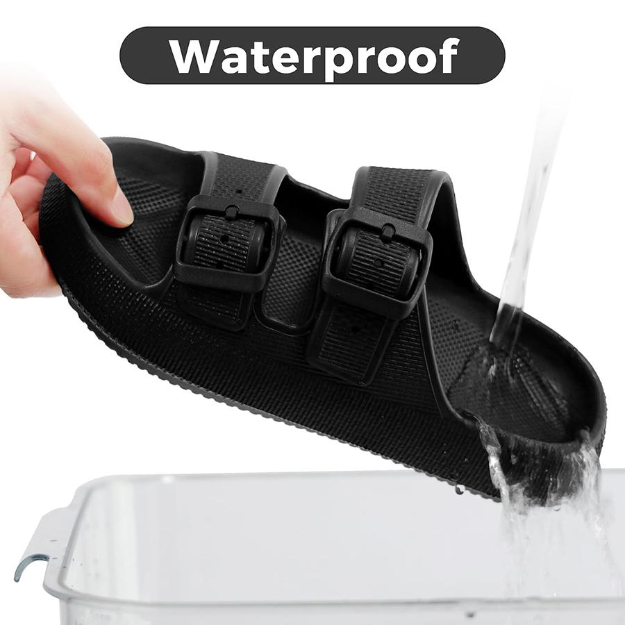 Pillow Slippers for Men and Women  | Adjustable Double Buckle Shower Slides | Cushioned Thick Sole Sandals
