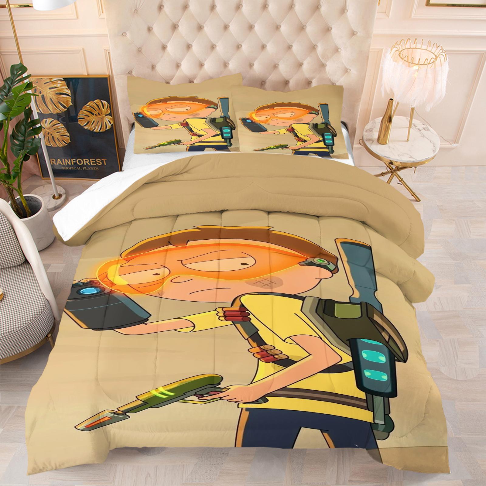 Rick and Morty Soft Bedding Sets, Soft Comfortable Durable, Includes 1 Blanket and 1 or 2 Pillowcases Without Pillows, Kids and Teens Bedroom Gift
