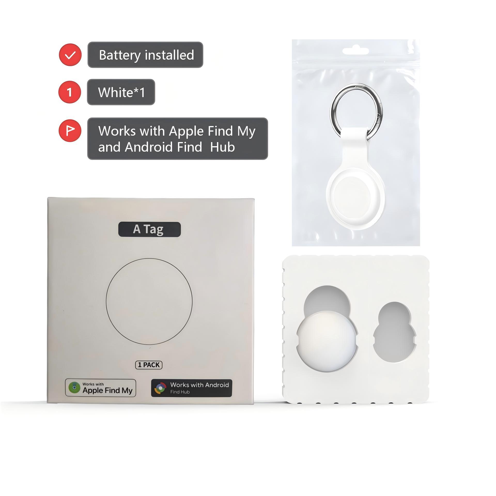 Smart tracking anti-lost tag (1 pack), compatible with Apple iOS / Google Android "Find My" apps (supports both iOS and Android systems), features a replaceable battery, and is suitable for luggage, bags, wallets, backpacks, keys, and pets.