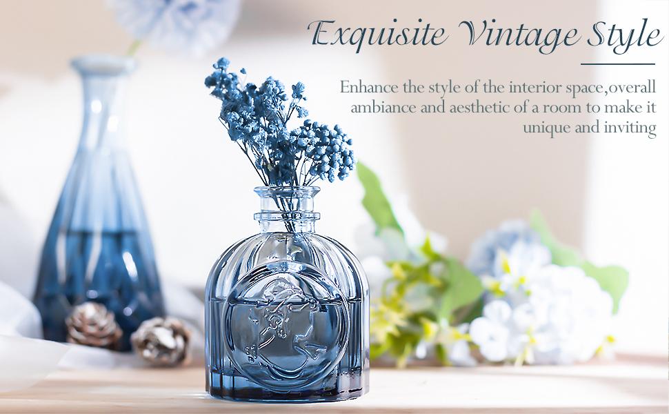 12Pcs Blue Glass Bud Vases Set, Small Vases for, for Centerpieces at Parties, Showers, Weddings, Events, Graduation Season, Gifts for Office & Home Décor