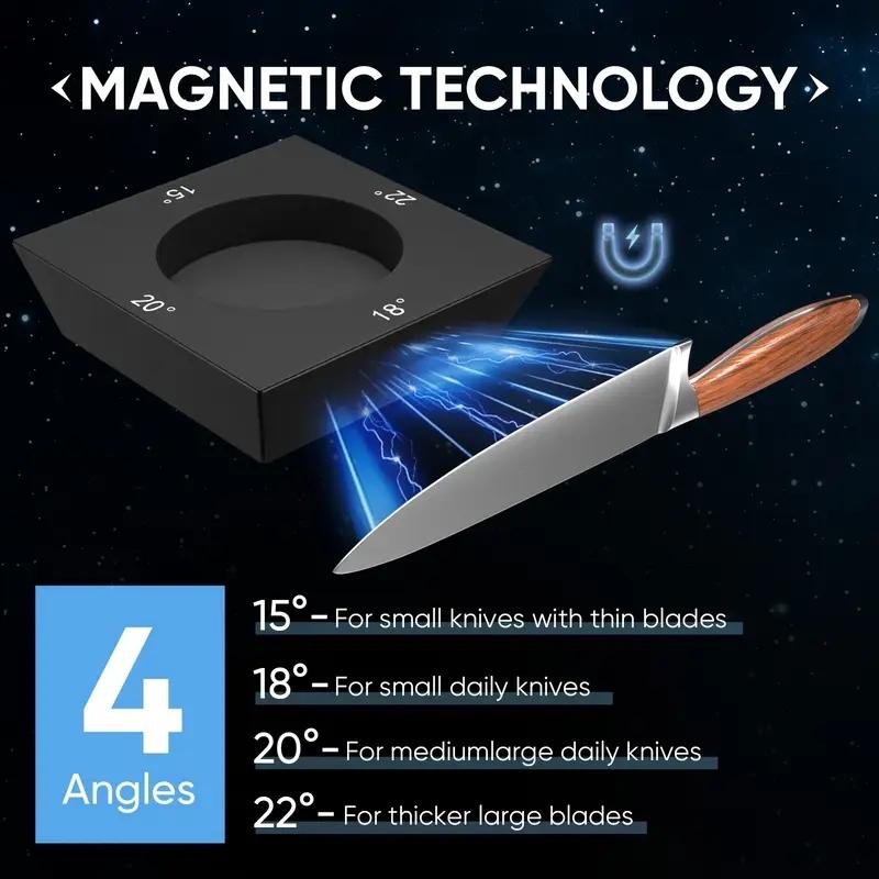 1-Piece Knife Sharpening Tool Set — Rolling Knife Sharpening Kit with Diamond and Ceramic Sharpeners — Suitable for Steel of Any Hardness — Features 12°, 15°, 20°, and 22° Magnetic Angles — An Ideal Gift for Loved Ones and Friends