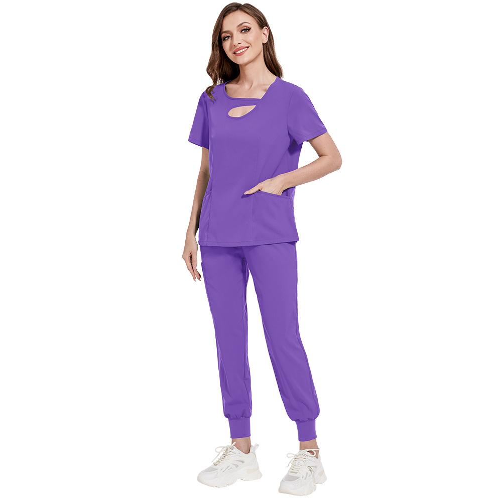Frosted Set Doctor and Nurse Uniform Nursing Home and Beauty Salon Workwear Operating Room Outfit Frosted Texture, Skin-Friendly and Breathable Suitable for Daily Wear in Hospitals Nursing Homes Beauty Salons and Operating Rooms