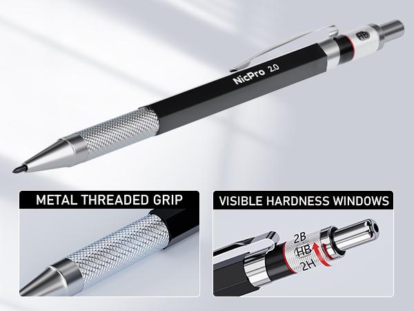 Nicpro 27 Pack Carpenter Pencil Set with Sharpener, Mechanical Carpenter Pencils with 100 Refill, Automatic Center Punch and Carbide Scribe Tool, Heavy Duty Construction Pencil for Architect-With Case