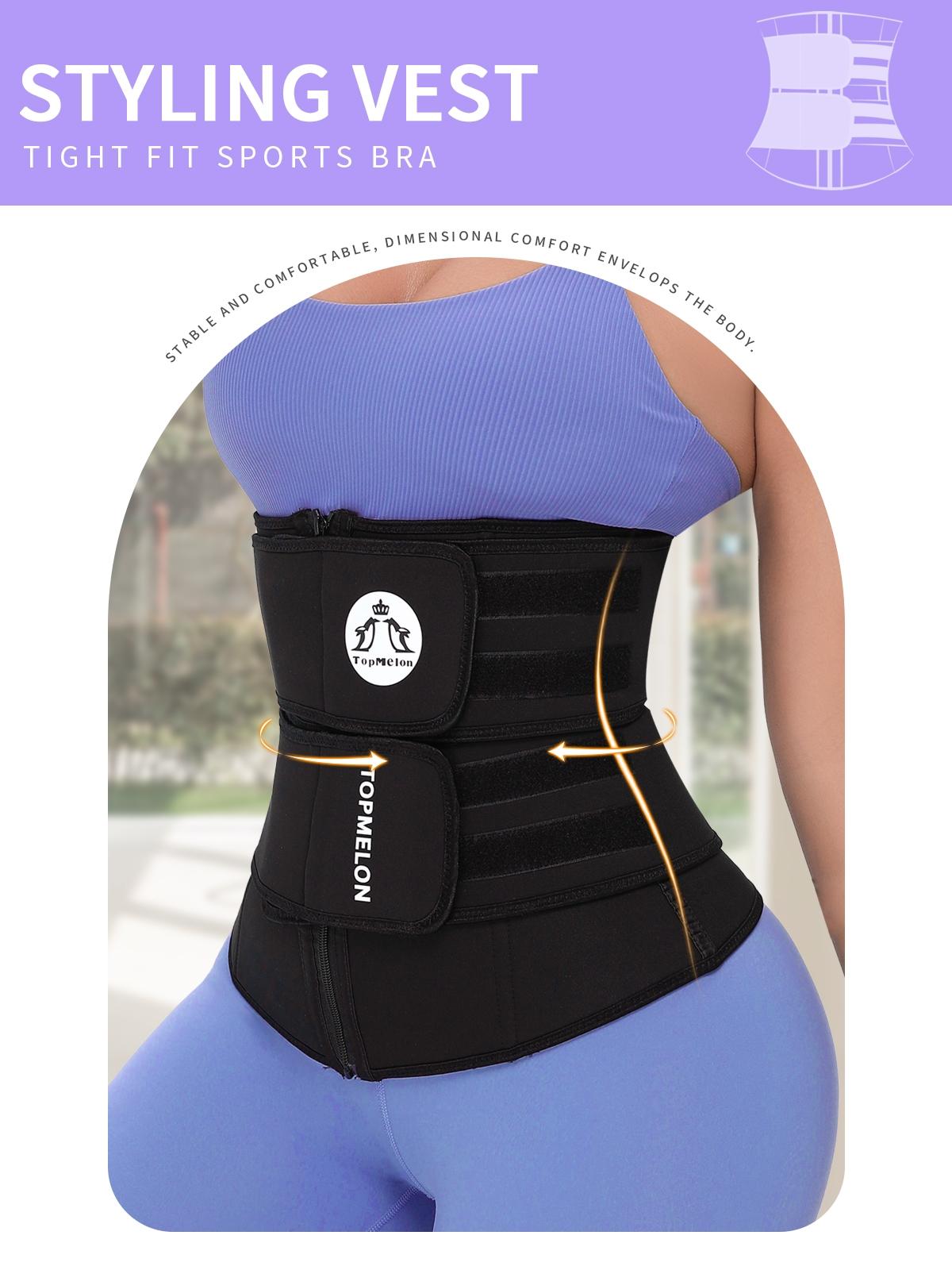 Women's Solid Zip Up Waist Trainer, Adjustable Tummy Control Shaper, Women's Shapewear Clothes for Daily Wear