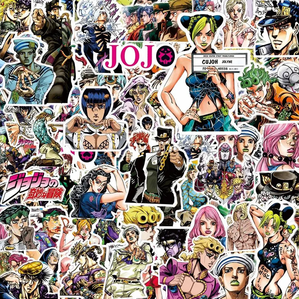 80pcs Cool Kujo Jotaro Stickers Anime JoJo Bizarre Adventure Sticker Skateboard Laptop Notebook Joseph Cartoon Decals Toy