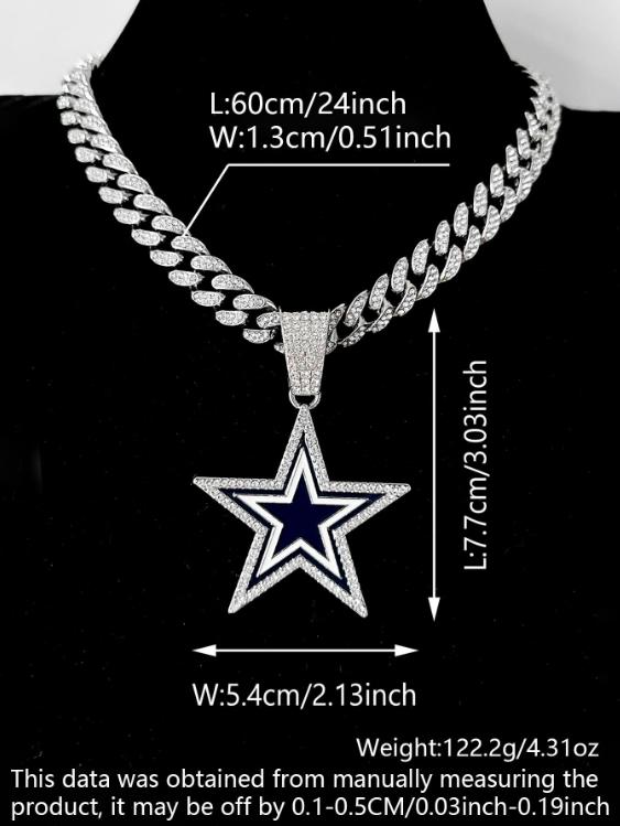 Blue Star Pendant Necklace, High Fashion Sports Fan Jewelry, Perfect Gift for Football Enthusiasts & Athletes, Trendy Accessory