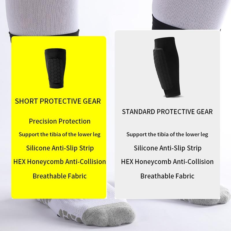 2 Pairs Honeycomb Shin Guards, Short Anti-Slip Calf Compression Socks with Honeycomb Padding, Football Shin Guards, Football Accessories for Kids Teens Adults Outdoor Sports