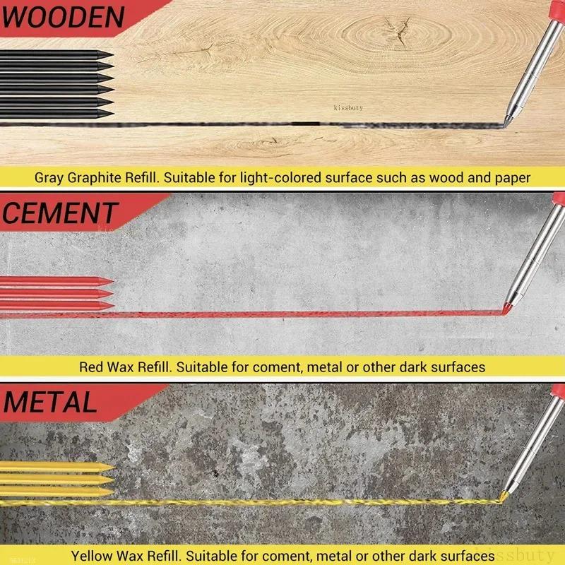 Solid Woodworking Automatic Pencil Set with Sharpener, 2.8mm Three Color Refills, Building Tools, Stationery Supplies