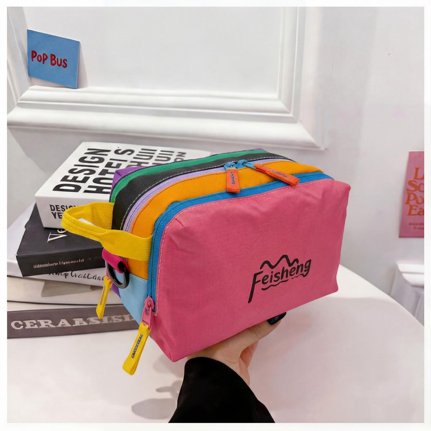 Dopamine Storage Bag, Multi-Layer Partition Crossbody Bag, Travel Makeup Organizer, Colorful Shoulder Bag, All-In-One Essentials Pack