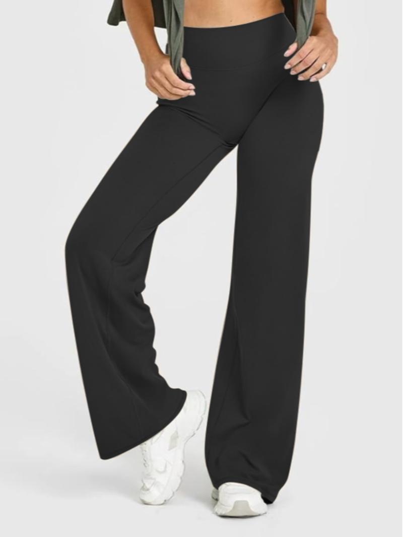Women's High Waisted Elastic Wide Leg Pants, Loose Straight Fit, Perfect for Yoga and Pilates, Comfortable Daily Wear, Athleisure Style Bottoms
