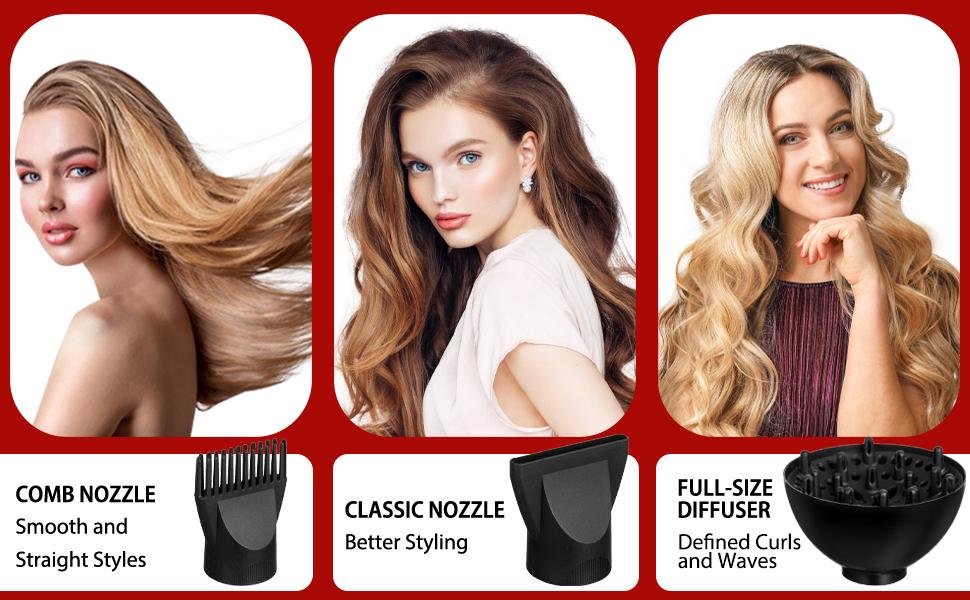 21 Counts Lightweight Ionic Hair Dryer Kit for Women and Men - Low Noise, 1800W Professional Blow Dryer for Smooth Keratin Serum Concentrator