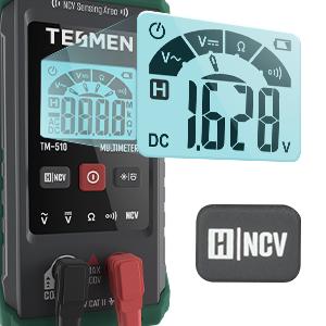 TESMEN TM-510 Digital Multimeter, 4000 Counts, Smart Measurement, Auto-Ranging Voltmeter; Non-Contact Voltage test, Measures AC/DC Voltage, Resistance, Continuity – Green