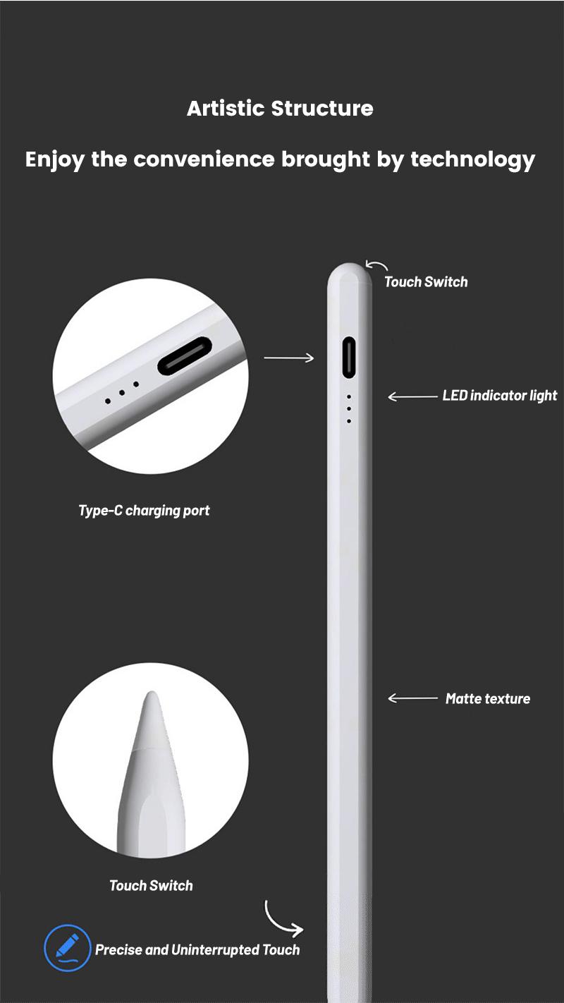 Universal second-generation stylus, compatible with iOS, Android and devices including Apple iPads produced after 2018, as well as Xiaomi and Huawei devices.