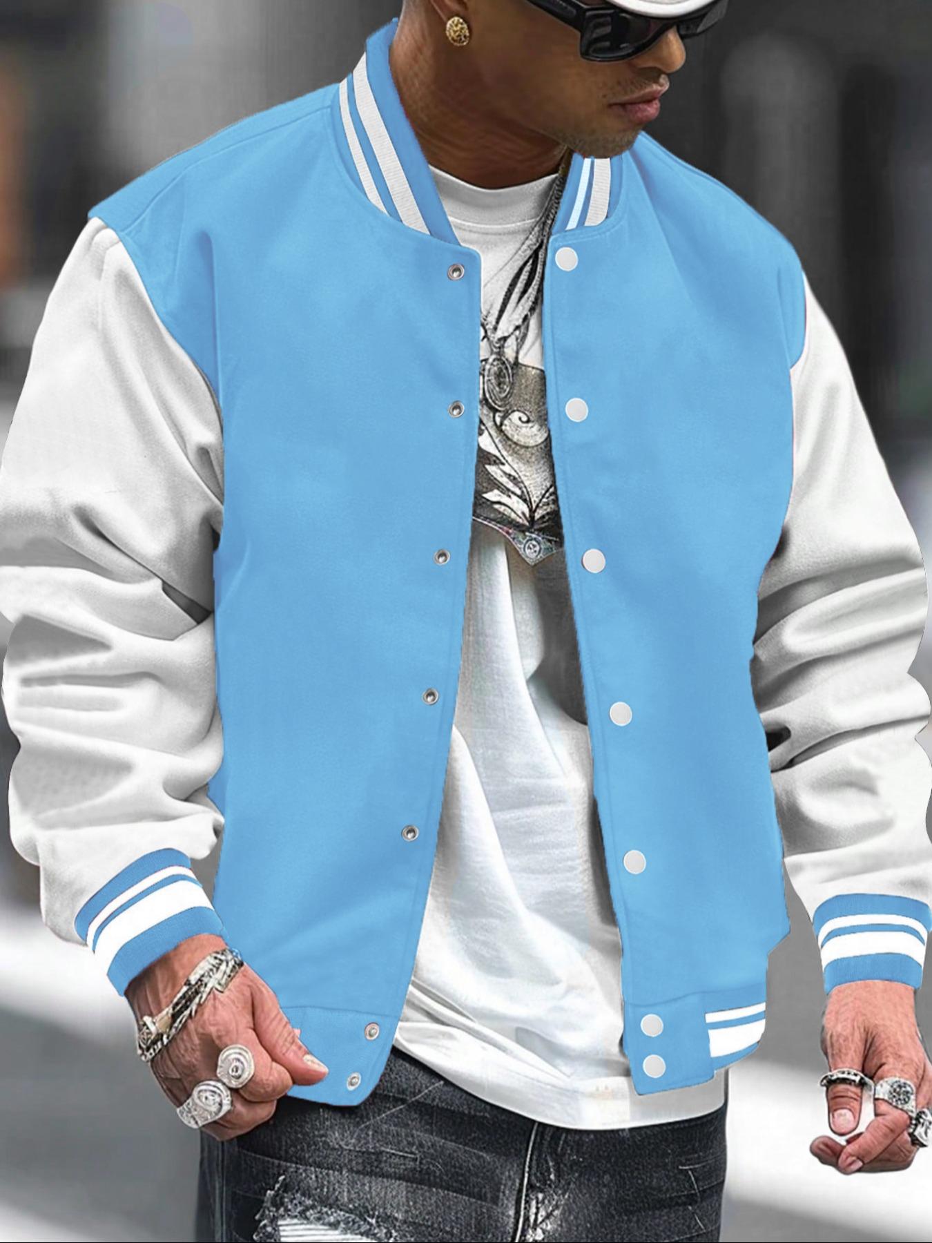 Men's Baseball Jacket Coats Colorblock Long Sleeve, Fitted Casual Campus Style, Comfortable Daily Wear, Thick Fabric Knit for Fall & Winter,Fall outfits, Clothes