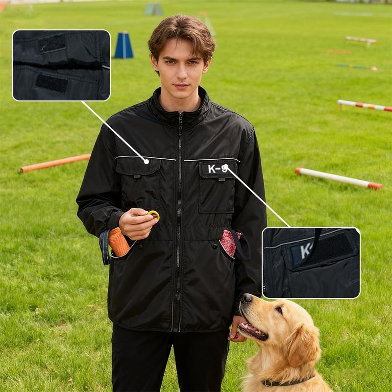 Long Sleeve Dog Training Work Jacket, Waterproof Anti-Stain, Multiple Pockets, Versatile Pet Care Clothing for Trainers