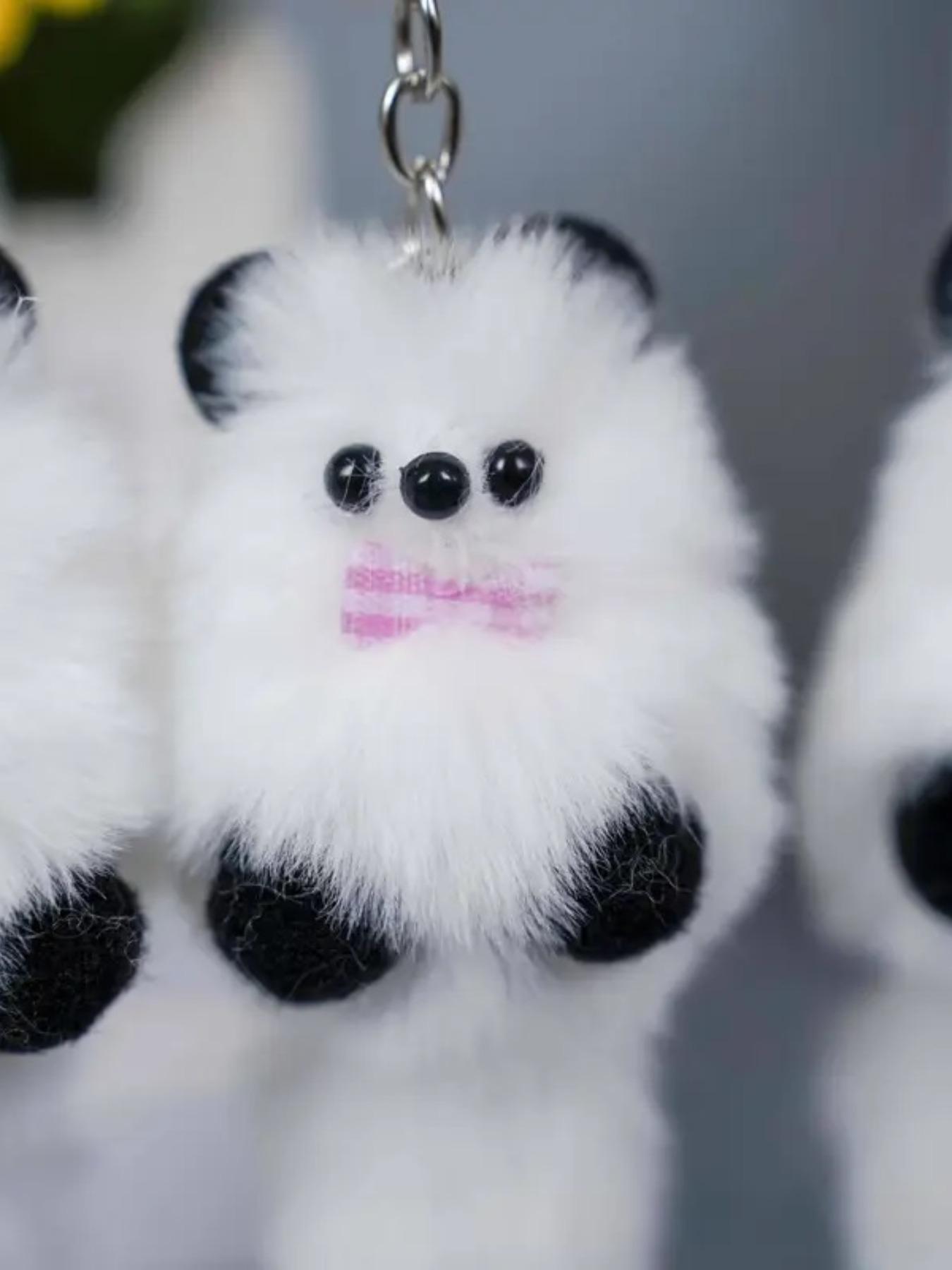 Cute Cartoon Bear Keychain Pendant, Artificial Leather and Wool Animal Charm, Ladies Bag and Car Decoration Key Ring