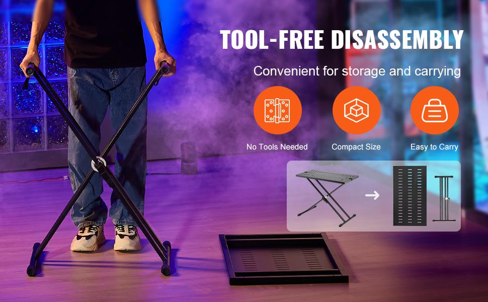 fathersdaygift VEVOR DJ Table Stand, 32x 20 Portable DJ Laptop and Controller Stand, Lightweight DJ Desk DJ Booth Adjustable Height DJ Stand, Foldable Double-X Braced Keyboard Stand Tabletop, Audio Mixer Stand