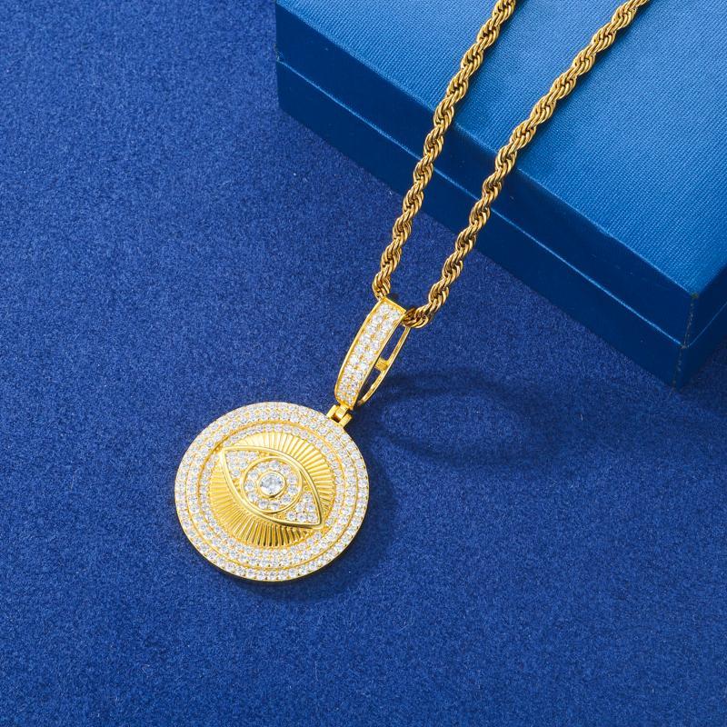 【PP675】Devil's Eye Pendant UCCIYO S925 Sterling Silver Synthetic Moissanite Pendant Necklace for Women Men Hip Hop Jewelry Gift