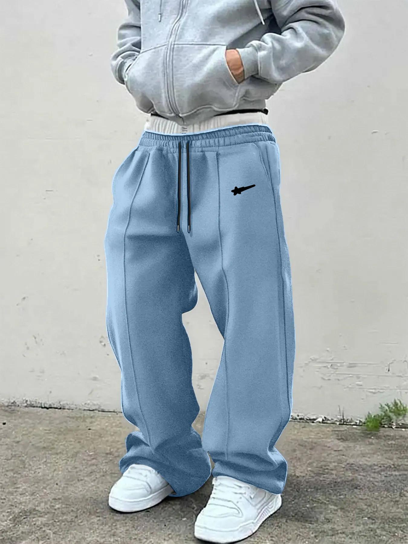 Men's Solid Color Drawstring Waist Sweatpants, Loose Casual Comfy Jogger Pants for Daily Wear, Woven Bottoms for Summer