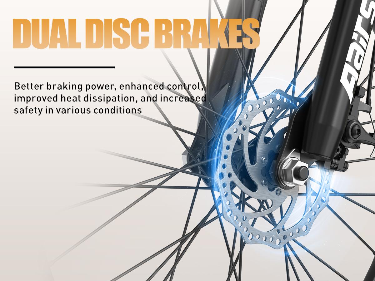 Aairsk electric bicycle, SU7, 36V13Ah, peak power 748W, lithium battery, dual suspension, removable tires, women's mountain electric bicycle 24 inches, maximum range 40 miles, 7 speeds, LED lights, display and NPC unlocking, dual disc brakes