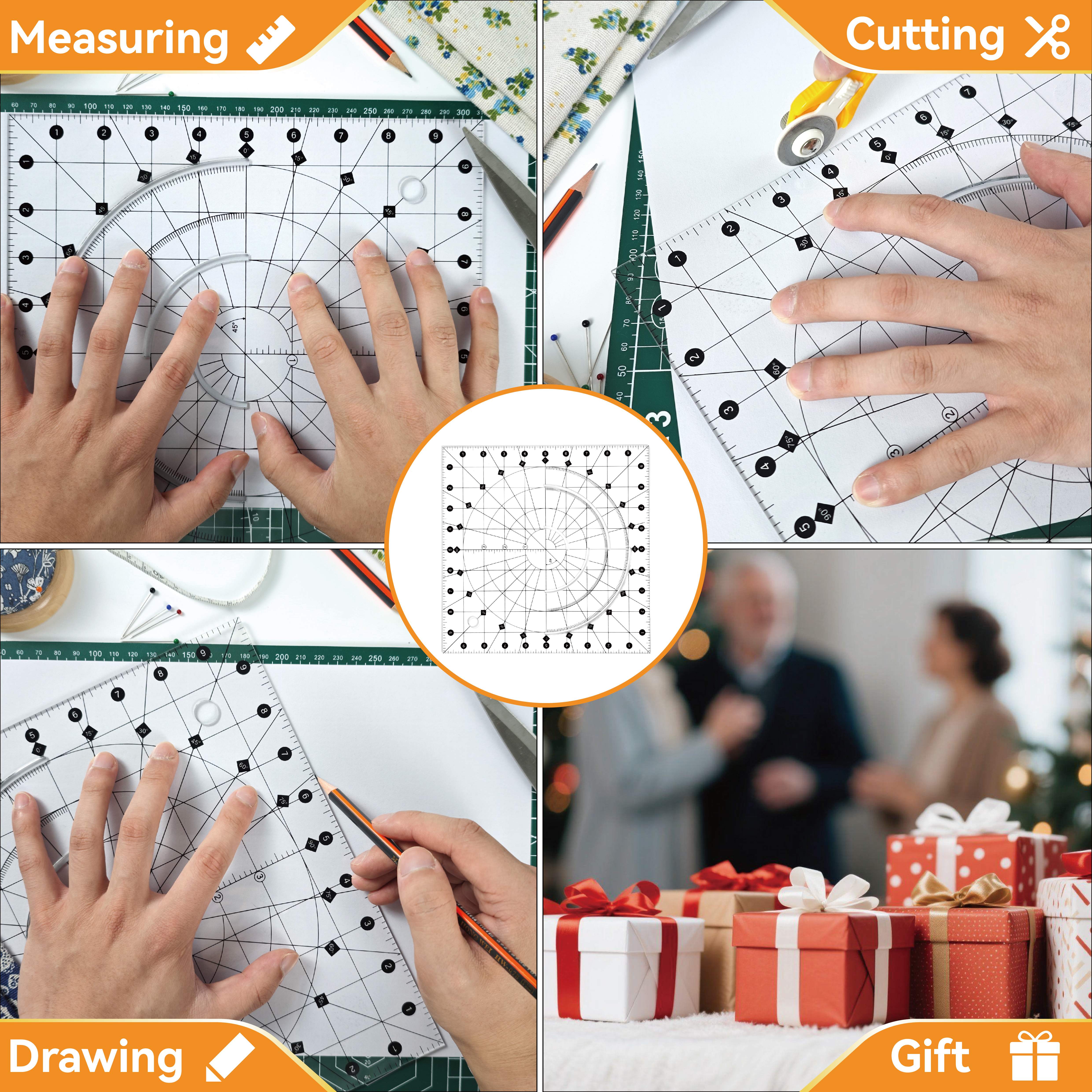 Acrylic Quilting Ruler Template, Sewing Patchwork Guide, DIY Craft Tool, Multiple Sizes for Quilting, Handmade Projects, Fabric Making