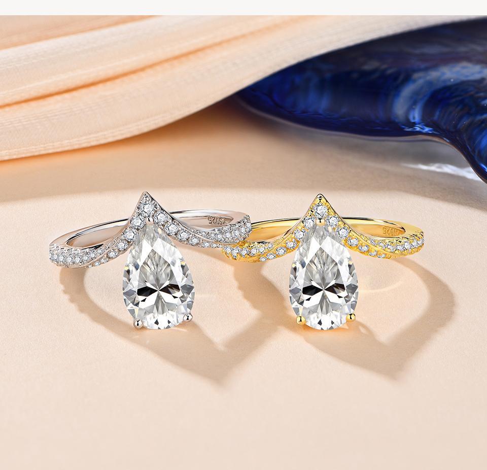 Pear Cut Synthetic Moissanite Ring 3CT D Color  VVS1  for Women Anniversary Gift Fine Jewelry R056