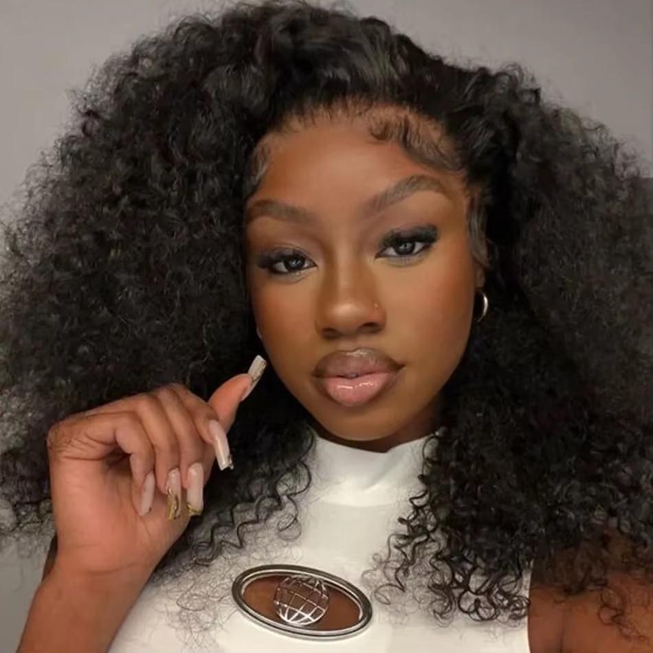 Bling Hair 16 18 Inch Short Curly Wigs Pre Plucked 13x4 Transparent Lace Frontal Wig 180% Density Remy Human Hair for Women Natural Hairline