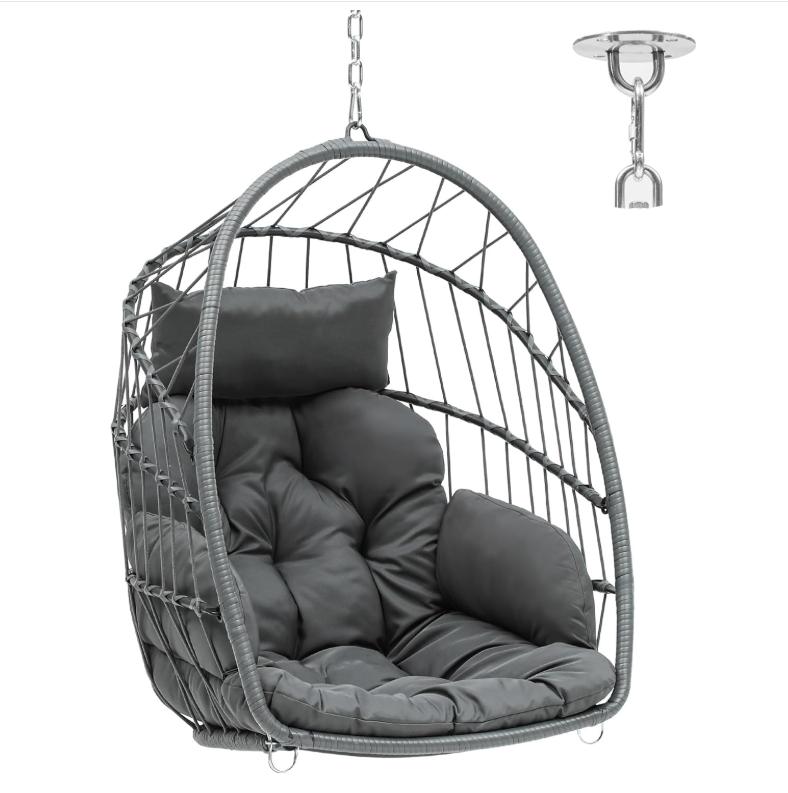 Yitahome Hanging Egg Chair with Cushions, Swing Egg Chair with Stand, Wicker Hammock Egg Chair for Indoor Outdoor Balcony Patio Garden Poolside Bedroom, Outdoor Furniture