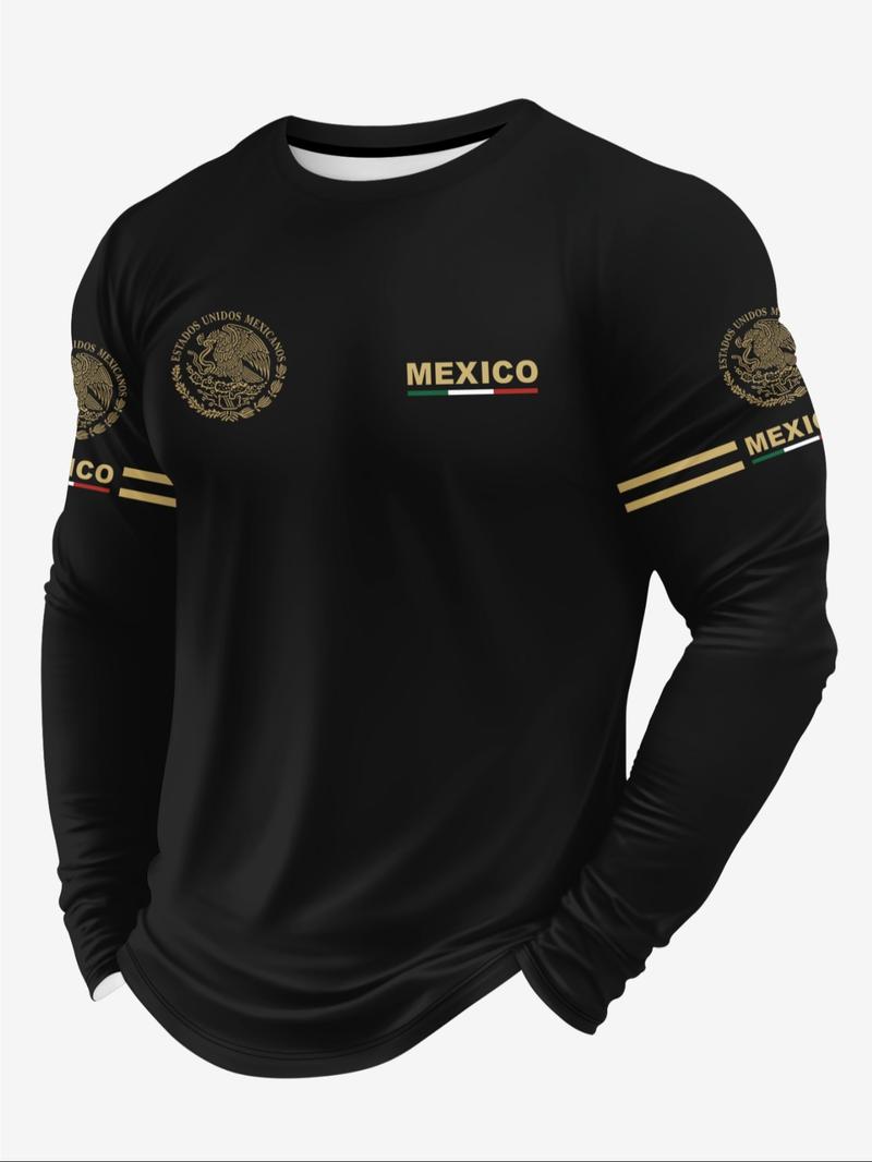 Men's 3D Print Long Sleeve T-Shirt, Breathable Comfort, Casual Sports Mexican Pattern, Fitted Crop Top, All Seasons Wear Men's 3D Print Long Sleeve T-Shirt, Breathable Comfort, Casual Sports Mexican Pattern, Fitted Crop Top, All Seasons Wear