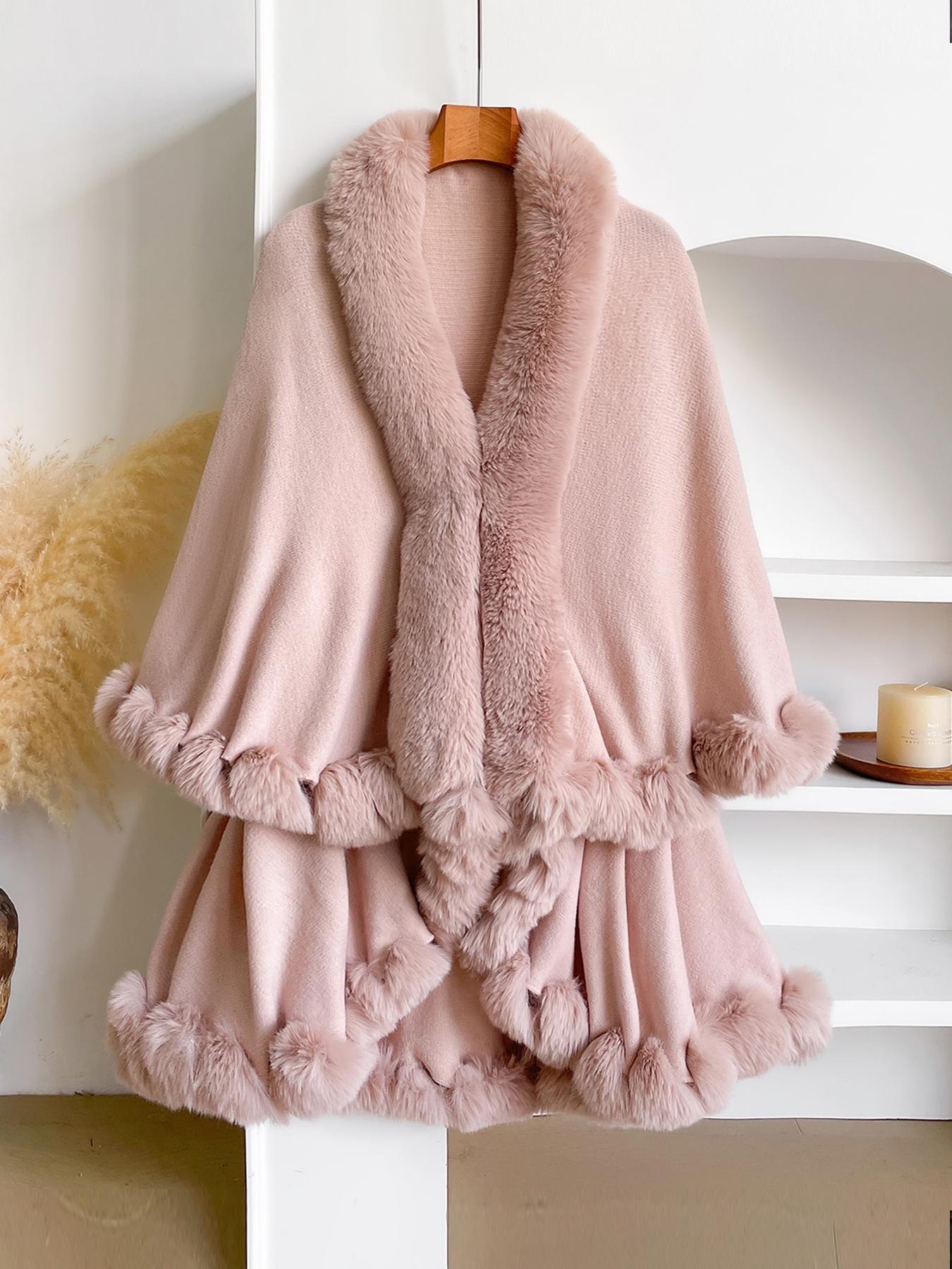Women's Elegant Fashion Solid Color Thick Shawl, Fluffy Soft Scarf, Warm Fall & Winter Accessory, Fitted Style, Plain Pattern, Perfect for Cold Weather