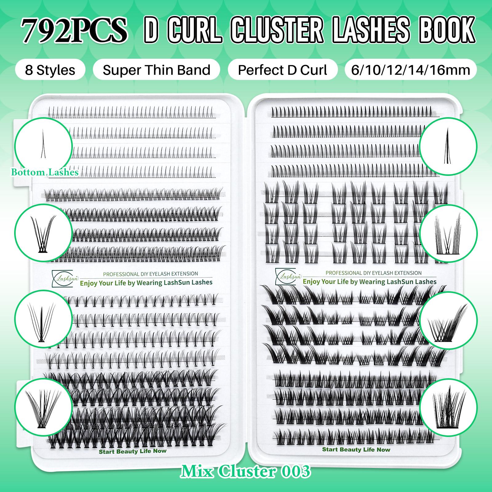 1880 PCS Lash Clusters Kit Diy Eyelash Extensions D Curl 13 Styles Lashes Kit with Bond&Seal Lash Remover Lash Brush Lash Applicator Lash Shampoo Brush, Perfect for Beginners&Proficient, DIY at Home Easily, Easy Apply for Makeup Daily