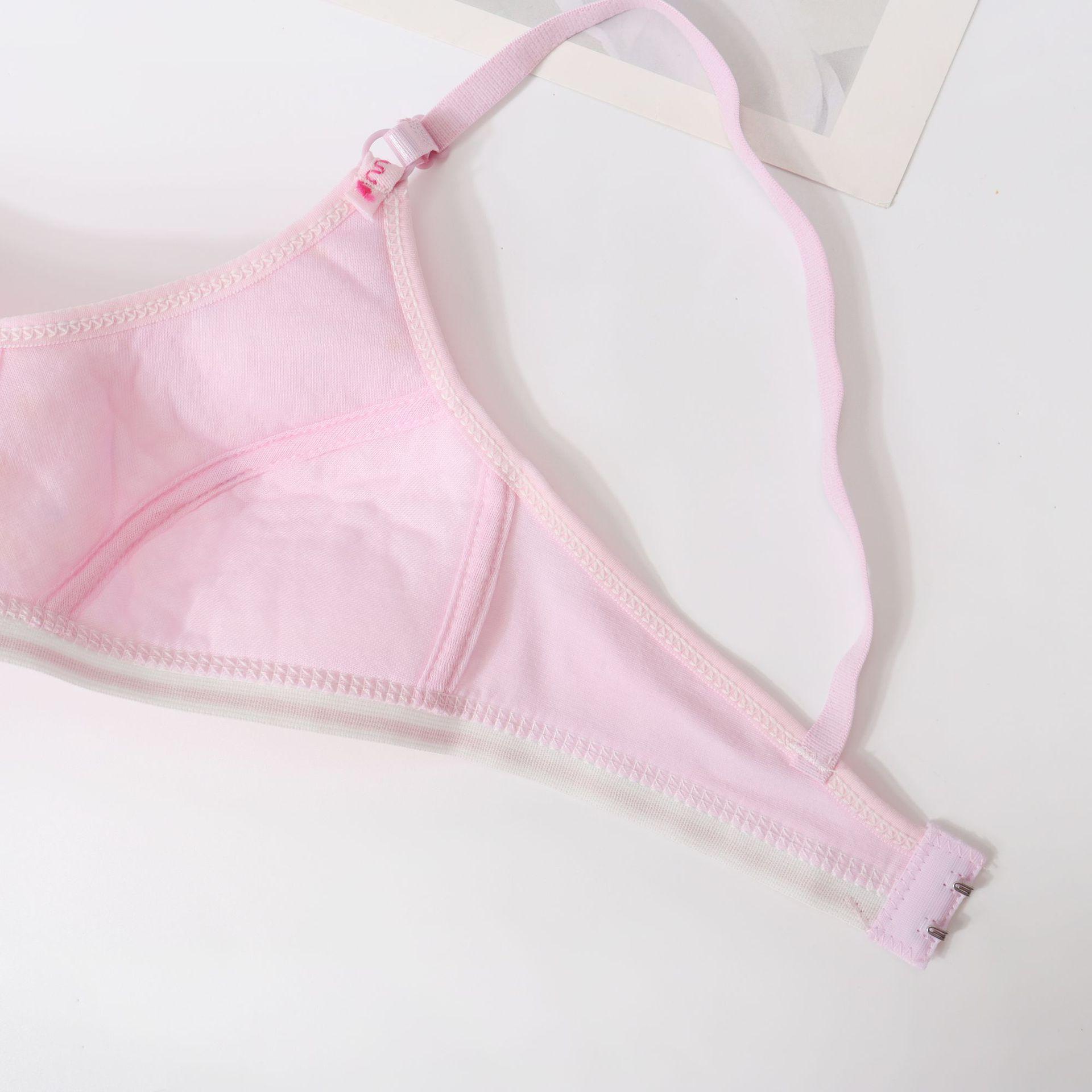 Youth Training Bras 4-Pack - Polyester Blend, Spaghetti Strap, Slight Stretch Fabric, Heart Pattern with Bow Detail, Non-Removable Padding, Regular Fit, Knit - for Ages 12 and Under