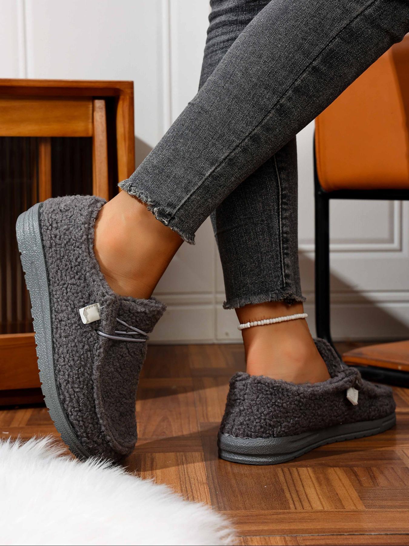 Women's Fashion Cotton Shoes, Casual Slip On, New Style Slip-On Plush Slippers, Fleece Lined Single Shoe, Suitable for Daily Wear & Home Use