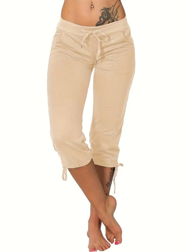 Pack of 2 women’s lightweight capris with drawstring waist — casual long pants, comfortable and stylish, suitable for spring and summer