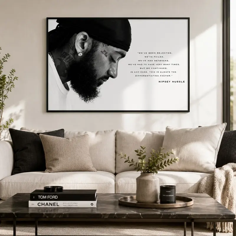 Nipsey Hussle Quotes Canvas Wall Art, Inspirational Hip Hop Rap Music Poster, Motivational Celebrity Graphic Print for Rap Fans and Music Lovers, Bedroom Living Room Office Studio Decor