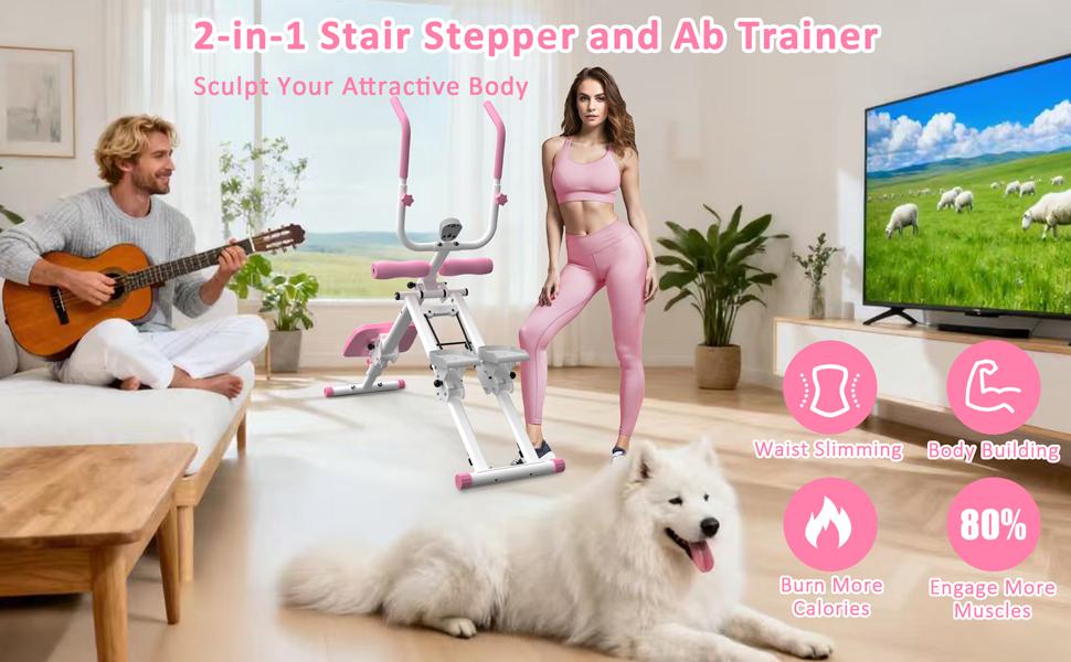 【SAVEYOUR】Stair Stepper and Ab Machine 2-in-1 Folding Vertical Climber Exercise Machine & Ab Workout Equipment Quickly Switch, Home Gym Equipment for Full Body Cardio Workout, 300LBS Capacity