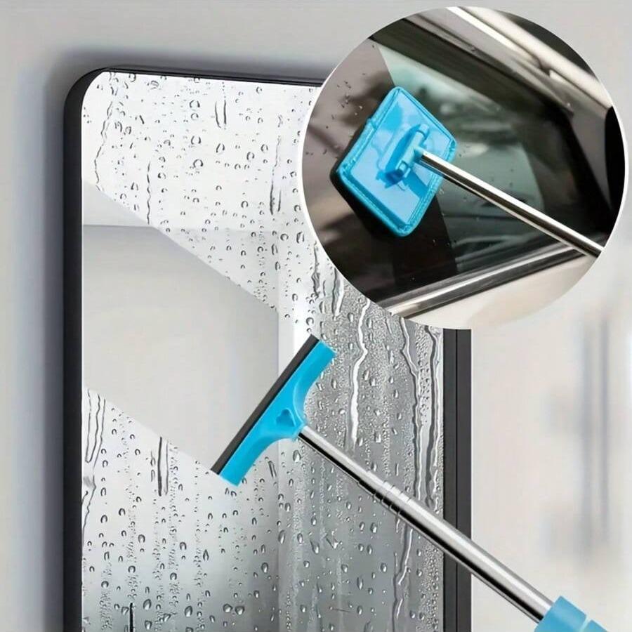 2 Counts Windshield Cleaner Tools, Car Cleaning Kit, Car Squeegee for Windshield with Extendable Handle & Reusable Microfiber Pad, Side Mirror Squeegee, Rear View Mirror Accessories for Rainy and Foggy Weather, Car Detailing Accessories