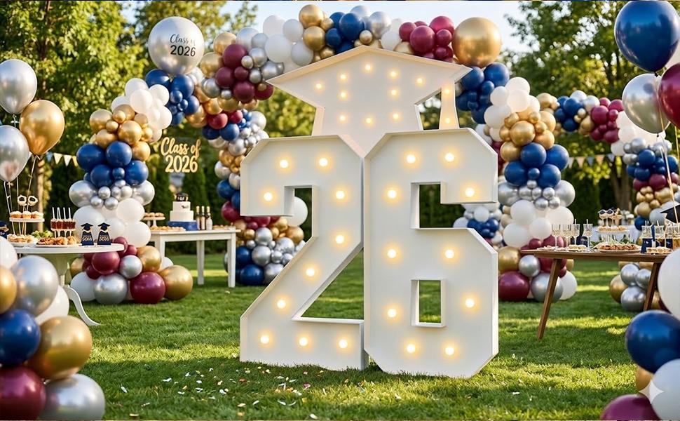 2026 Graduation Decorations - 4FT Marquee Light Up Number For 2026 Graduation Party Decorations , Suitable For Decoration At Kindergarten, Preschool, High School, And College Graduation Parties