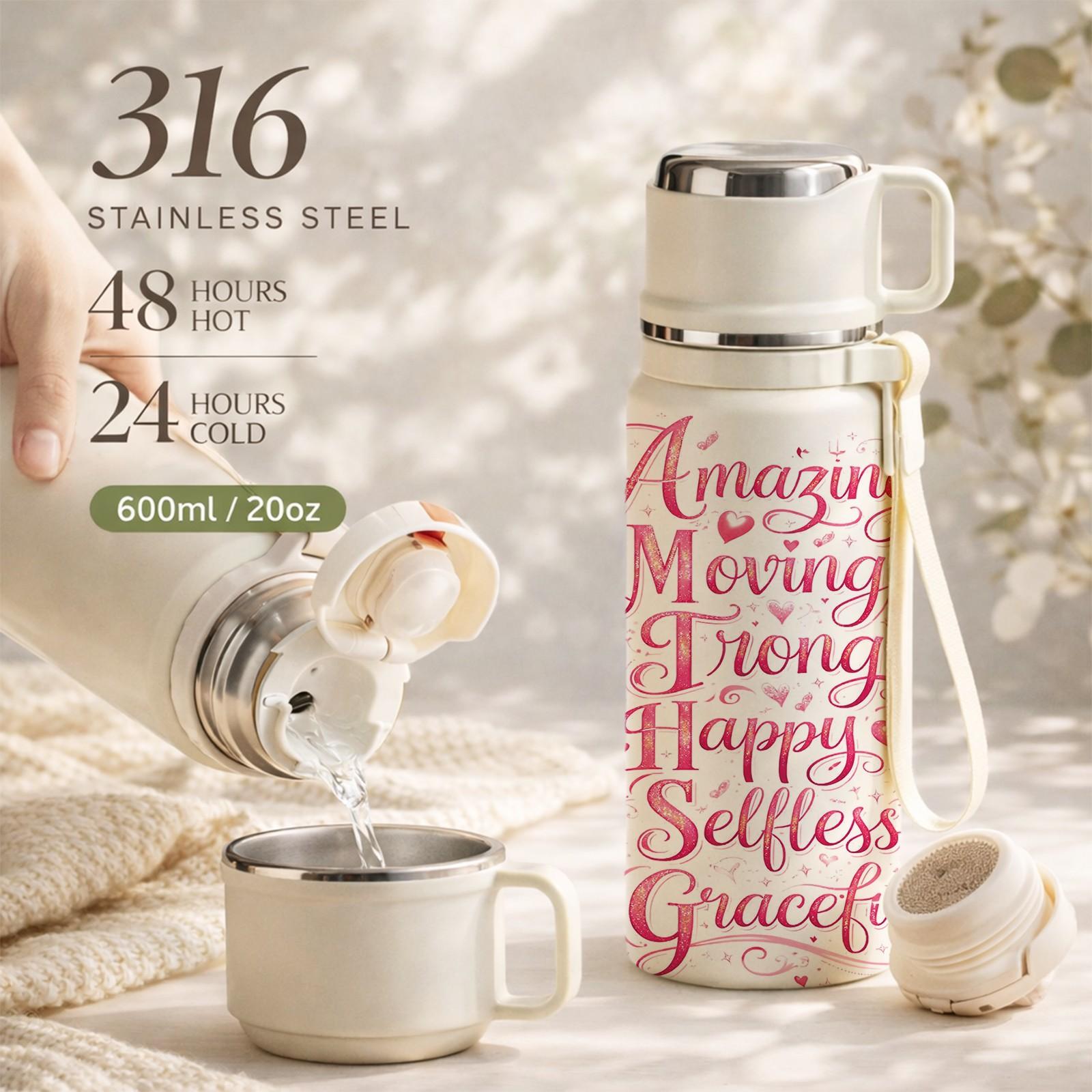 1 Pc 20oz Insulated Mug, 316 Stainless Steel Vacuum Cup, Double Wall Skinny Tumbler, Keeps Hot 12h Cold 24h, Leak Proof Portable Handle Lid, Butterfly Garden Design, Mother’s Day Gift for Mom Women Wife, Thermal Mug for Coffee Tea Drinks