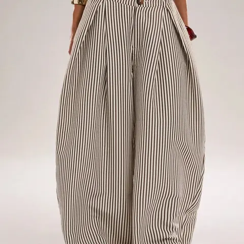 Women's Casual Boho Bohemian Vacation Black And White Checkered Textured Striped Loose Patchwork Long Pants Suitable For Outings Daily Wear Autumn