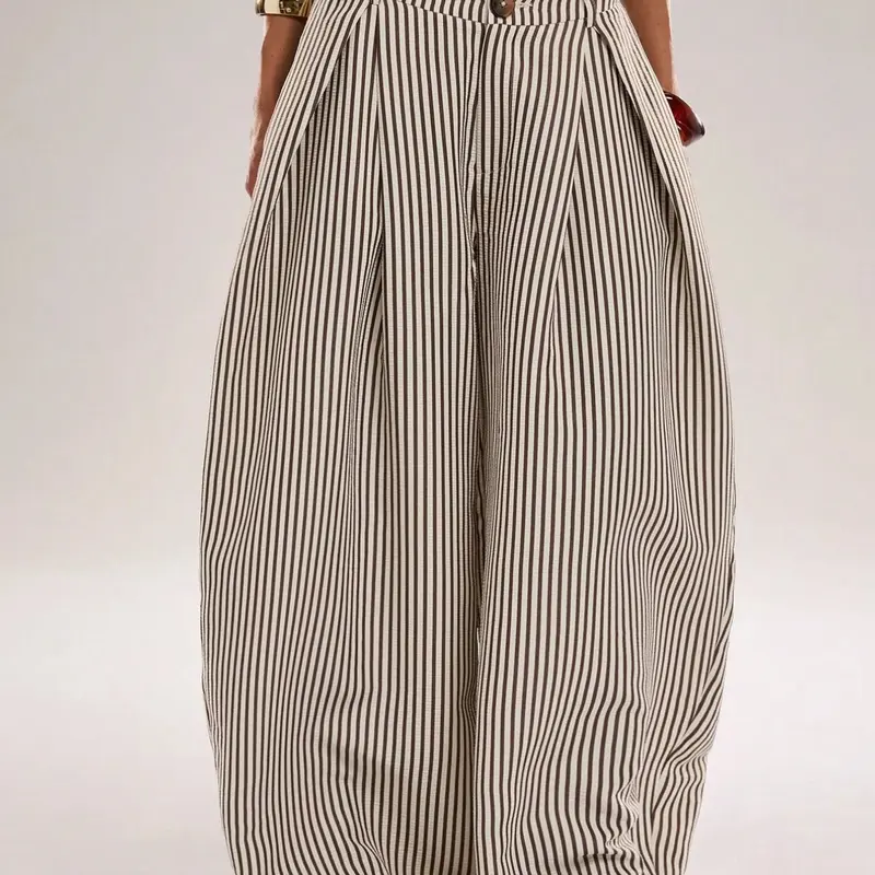 Women's Casual Boho Bohemian Vacation Black And White Checkered Textured Striped Loose Patchwork Long Pants Suitable For Outings Daily Wear Autumn