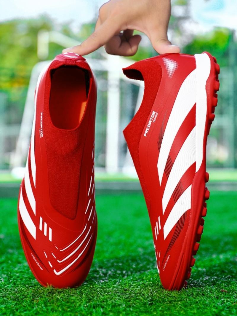 Laceless Stud Soccer Shoes, Suitable for Various Environments, PU Material + Flyknit, Rubber Sole, Strong Grip, Comfortable Lining