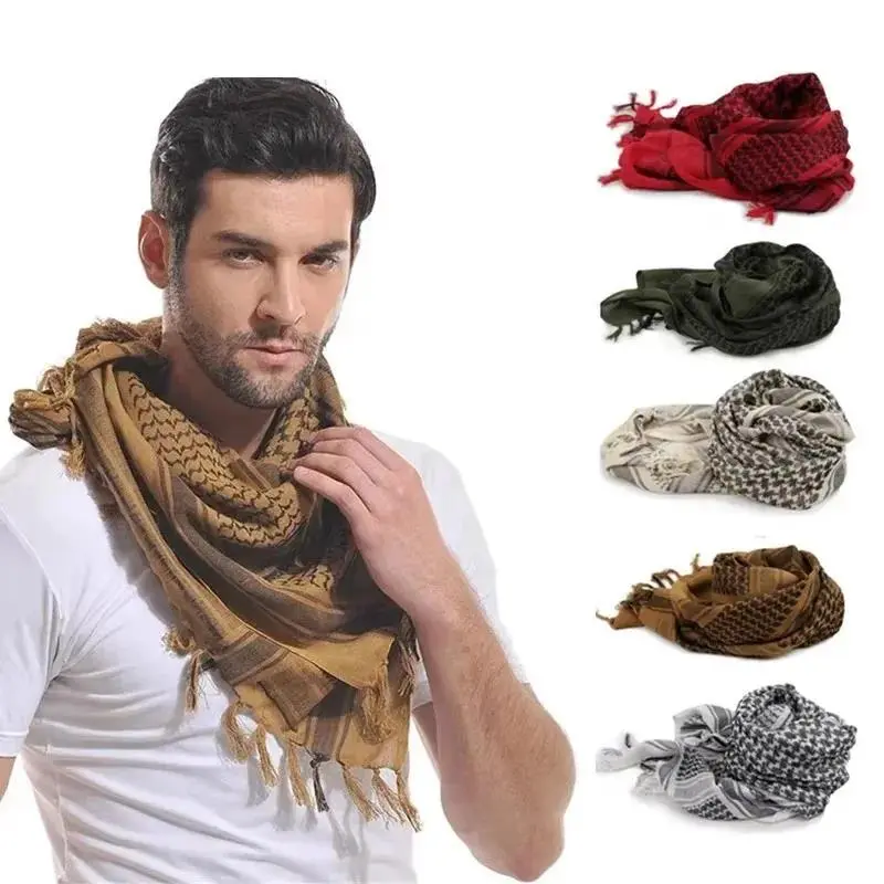 1/2/6pcs Tactical Arab Keffiyeh Shemagh Scarf Cotton Winter Shawl Neck Warmer Cover Head Wrap Windproof Hiking Camping Scarf